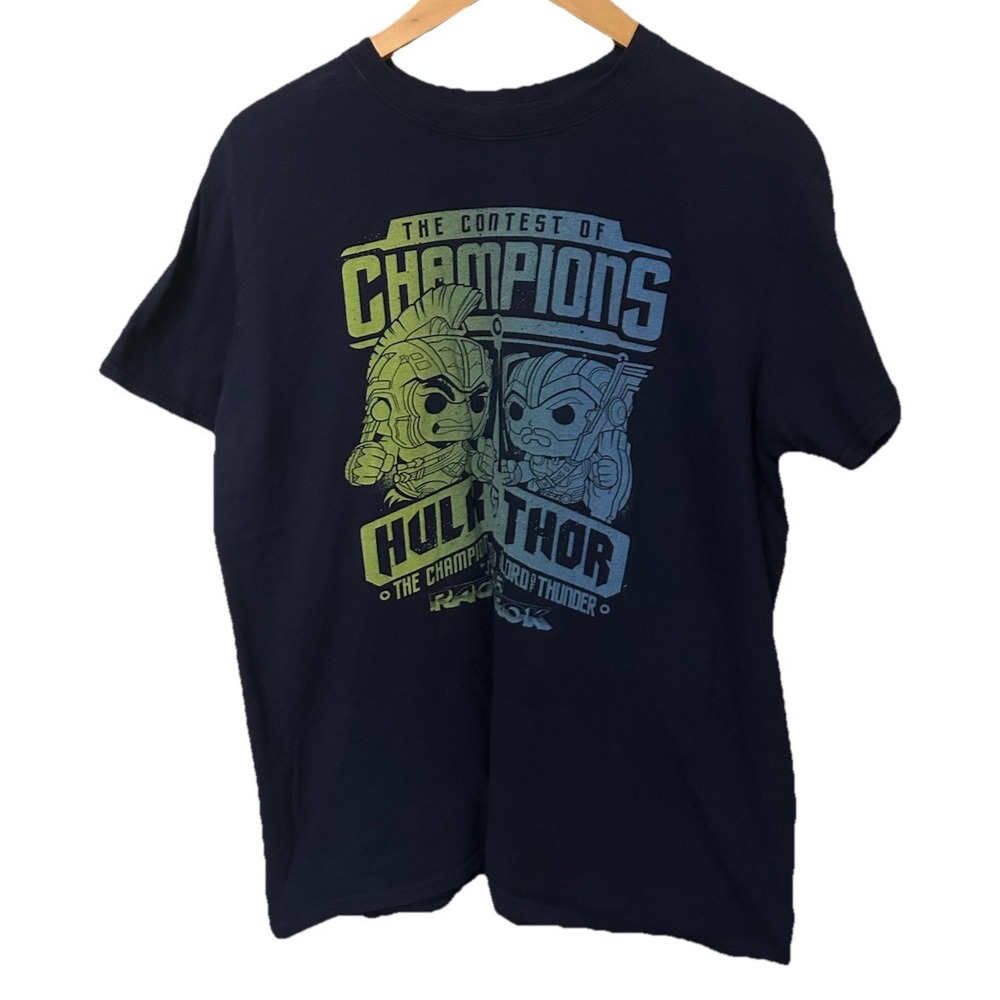 Hulk vs Thor The Contest of Champions Marvel Ragnarock  Men's Med Blue T-Shirt